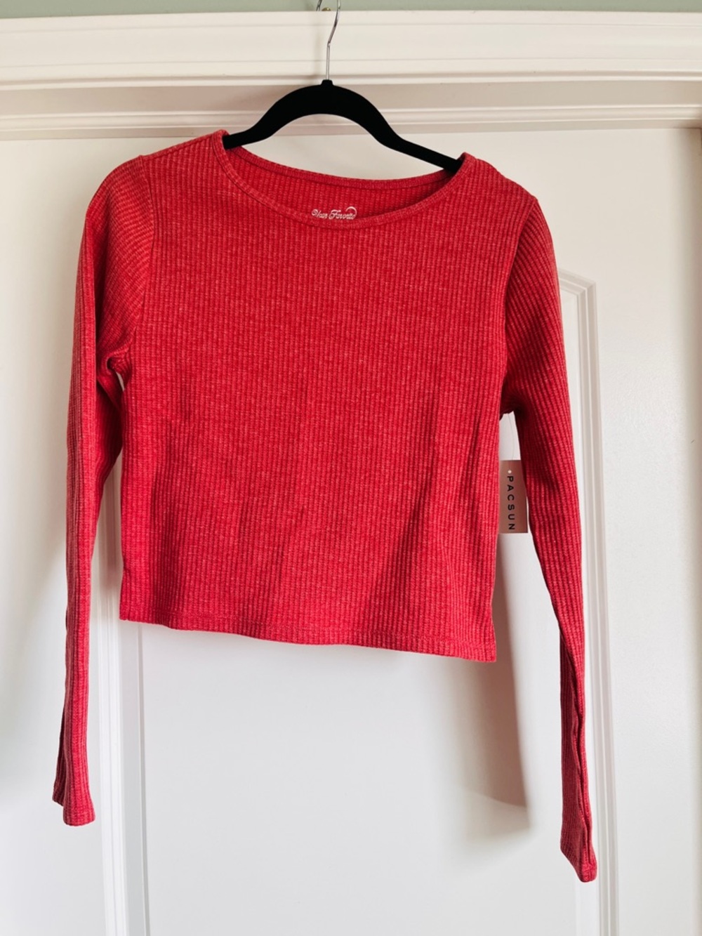 PacSun Ribbed Long-Sleeve Crop Top - coral